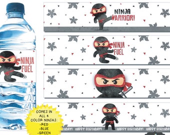 Ninja Water Bottle Labels Martial Arts Water Bottle Labels Ninja Birthday  Party Instant Download by Busy bee's Happenings