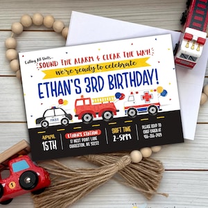 First Responders Birthday Invitation, Emergency Vehicles Birthday Invitation, Police Officer, Firefighter Boy Invite, Calling All Units