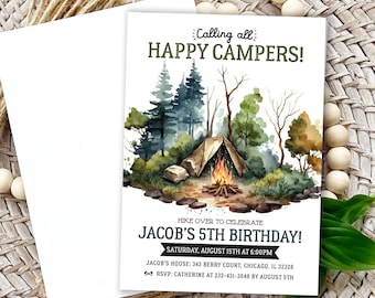 Camping Birthday Invitation: Wilderness Adventure Theme (Printable)