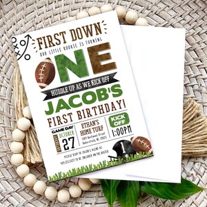 football birthday invitation 1 year old, Football  Rookie Year Birthday Party Invite, Turning 1 Sports Birthday, First Year Down Invite