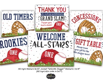 Baseball Birthday Signs Rookie of the Year Signs Little Slugger Signs Baseball Birthday Decorations  Digital File Busy bee's Happenings