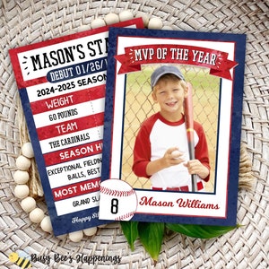 Carte da baseball personalizzate, carte da gioco personalizzate da baseball, carte da gioco MVP, biglietti per feste di compleanno di baseball, carte sportive All-Star modificabili