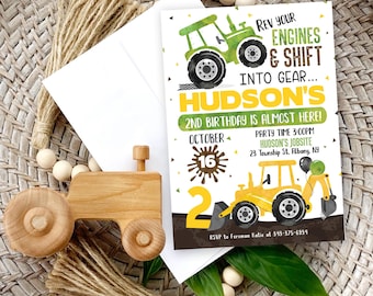 Tractor Backhoe Birthday Invitation: Construction Theme (Digital Download)