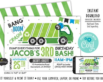 Invitation De Camion A Ordures Invitations A La Fete Etsy France Invitation De Camion A Ordures Invitations A La Fete Etsy France