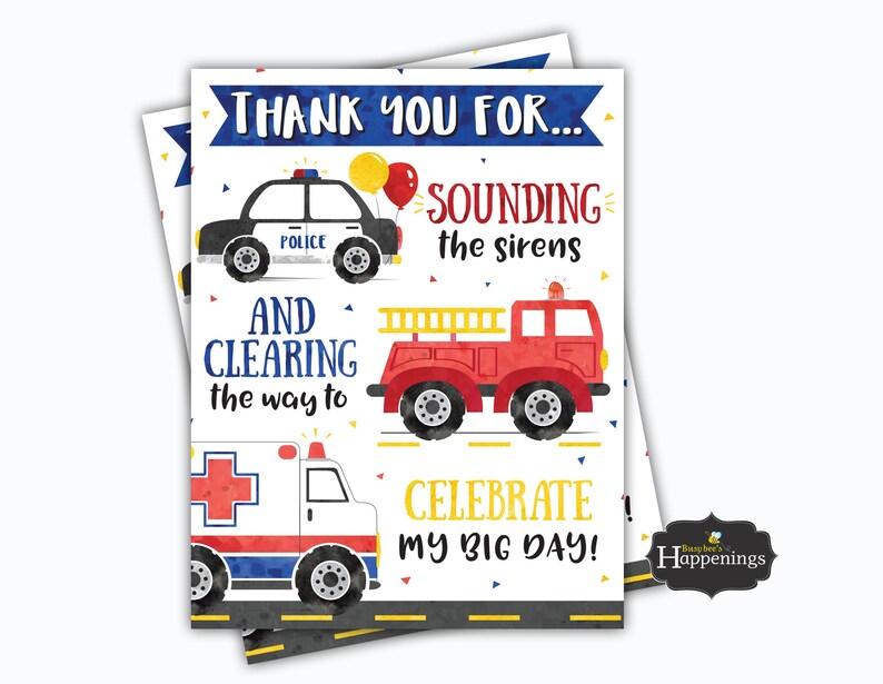 First Responders Thank You First Responsders Party Firetruck Etsy