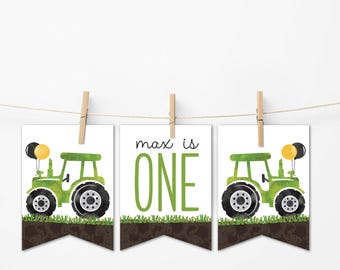Tractor High Chair Banner, Construction First Birthday Decor, Smash Cake Sign
