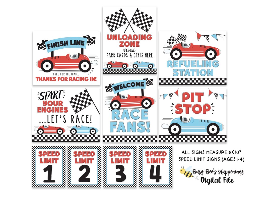 Gift Sign Racing Race Car Birthday Party Signs: Racetrack Decor (instant Download) - Etsy