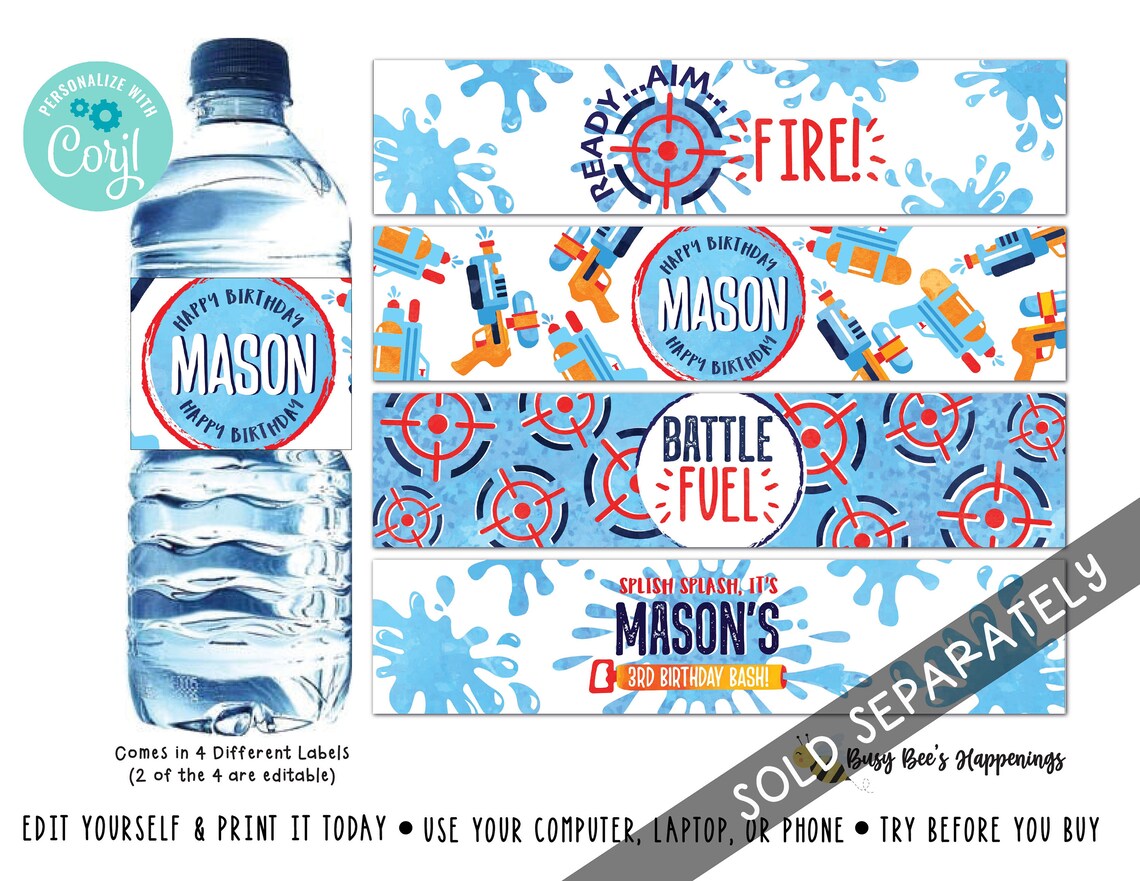 Water Guns Favor Tags Water Favor Tags Water Fight Favor Party - Etsy