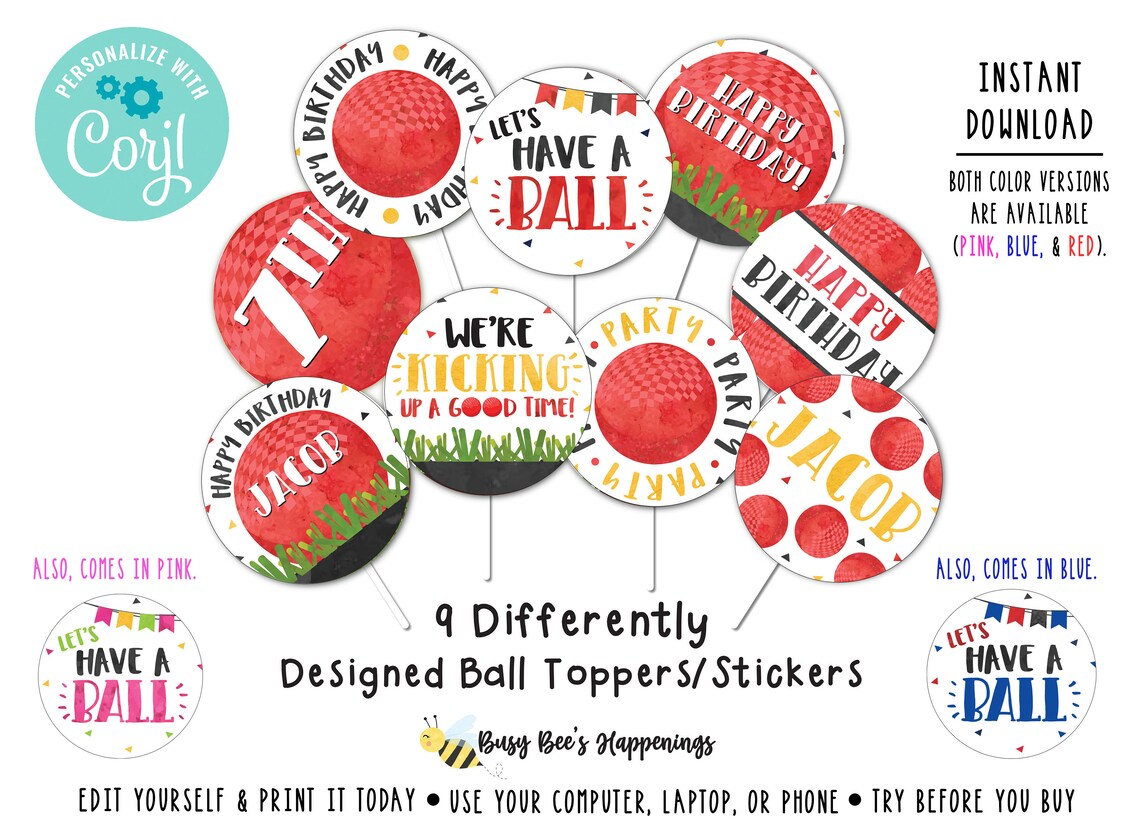 Kickball Cupcake Toppers Dodge Ball Cupcake Toppers Kickball Etsy