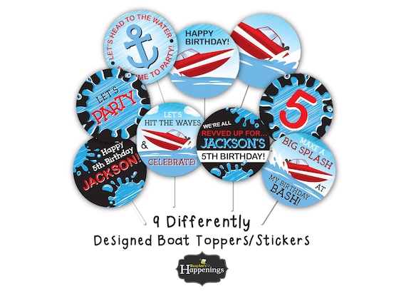 Nautical Birthday Cupcake Toppers Boat Birthday Toppers Speed Boat Birthday Water Raft Birthday Water Digital File Busy bees Happenings