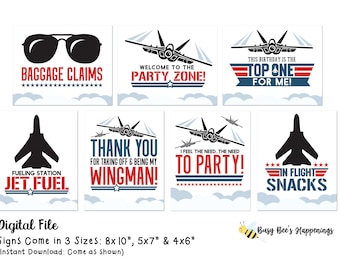 Jet Birthday Signs Top one Signs Jet Party Signs Fighter Jet Signs Jet Birthday Signs Jet Birthday Pilot Digital File BusybeesHappenings
