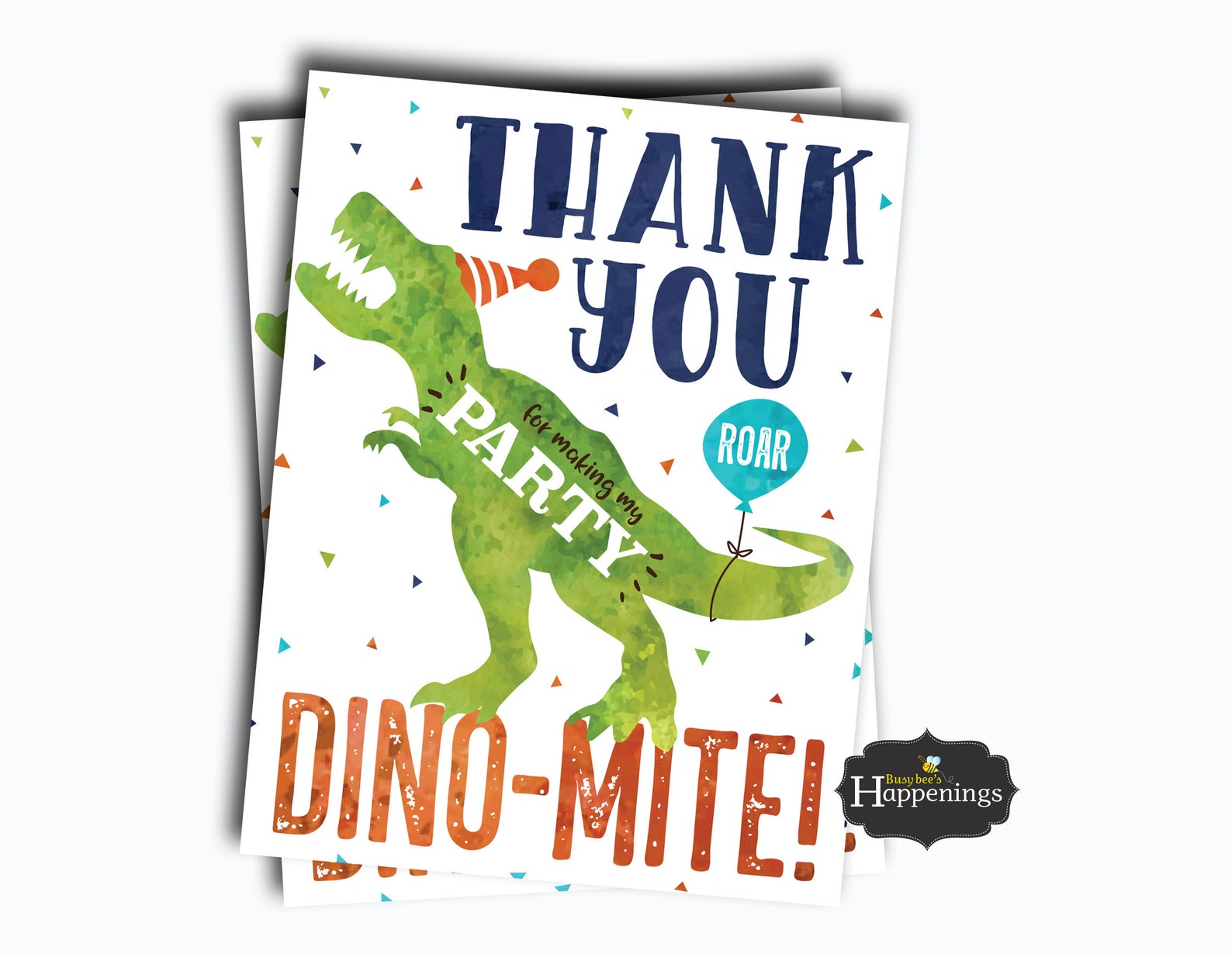 Dinosaur Thank You Card Watercolor Dinosaur Thank You Dinosaur Etsy