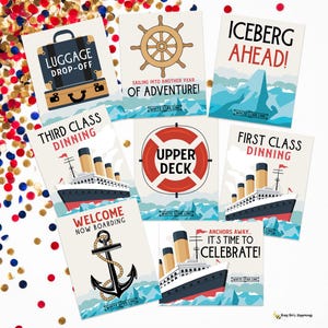 Titanic Birthday Party Signs: Vintage Cruise Theme (PDF Printable 8x10" Signs)