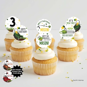 Toppers de cupcake para aniversário com tema de cortador de grama de giro zero: ferramentas de jardinagem (arquivo digital)
