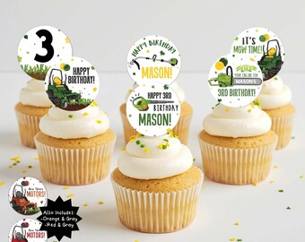 Zero Turn Lawn Mower Birthday Cupcake Toppers: Yard Tools Theme (Digital File)
