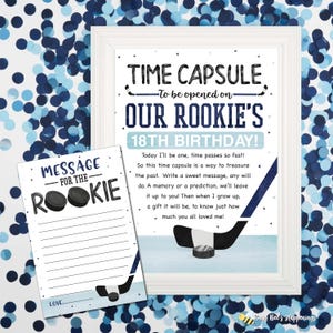 Kit Cápsula do Tempo e Cartões para Aniversário de 1 Ano com Tema de Hóquei (Arquivo Digital)