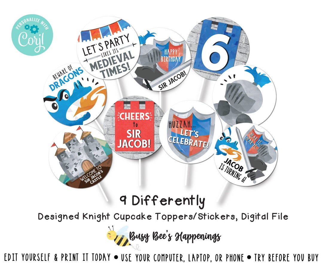Knight Cupcake Toppers Medieval Cupcake Toppers Swords Medieval Birthday Party Knight Birthday