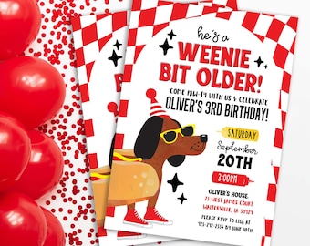 Hot Dog Birthday Invitation • Weenie Bit Older Theme (Digital Download)
