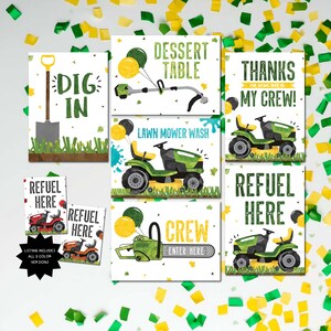 Riding Lawnmower Birthday Signs: Yard Tool Party Decor (Digital File)