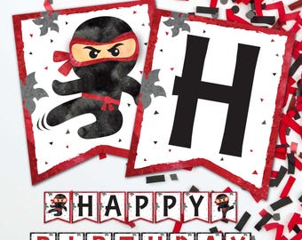 Ninja Birthday Banner: Martial Arts Party Decor (Digital File)