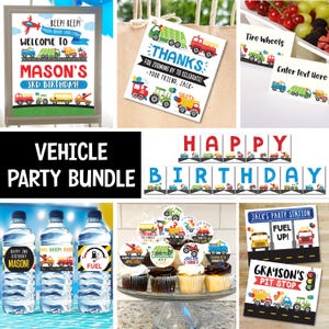 Transportation Birthday Bundle, Vehicle Birthday Party Decorations, Car Birthday Party Decor Cars Trucks Vehicles Boy Birthday Party Digital
