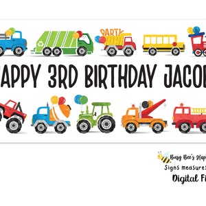 Transportation Welcome Banner Transportation Birthday Banner Trucks Birthday Sign Cars Milestone Sign Digital File Busy bees Happenings