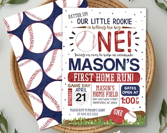 Rookie of the Year First Birthday Invitation | Baseball Theme (Digital Download)