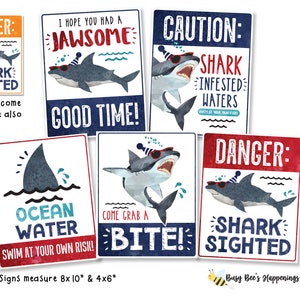 Shark Birthday Signs Shark Signs Pool Birthday Signs Shark Birthday Party Shark Decorations Ocean Birthday Digital File Busy bees Happenings