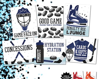 Borden verjaardagsfeestje hockey: 6 sportversieringen (digitaal bestand)