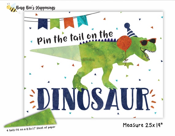 Dinosaur Birthday Game Pin the Tail on the Dinosaur Game 