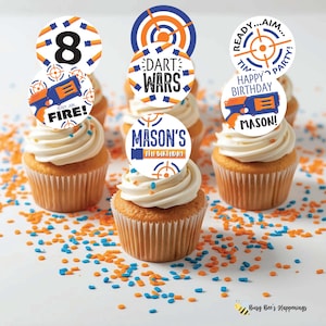 Dart Guns Cupcake Toppers Darts: Dart War Party Decorations (Digital File)