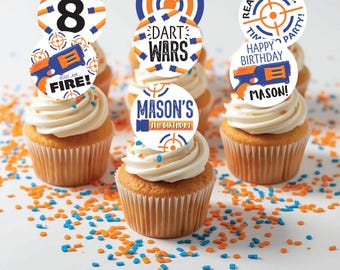 Dart Guns Cupcake Toppers Darts: Dart War Party Decorations (Digital File)