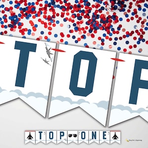 Banner de cumpleaños de Top One Jet: decoraciones para fiestas de aviones (archivo digital)