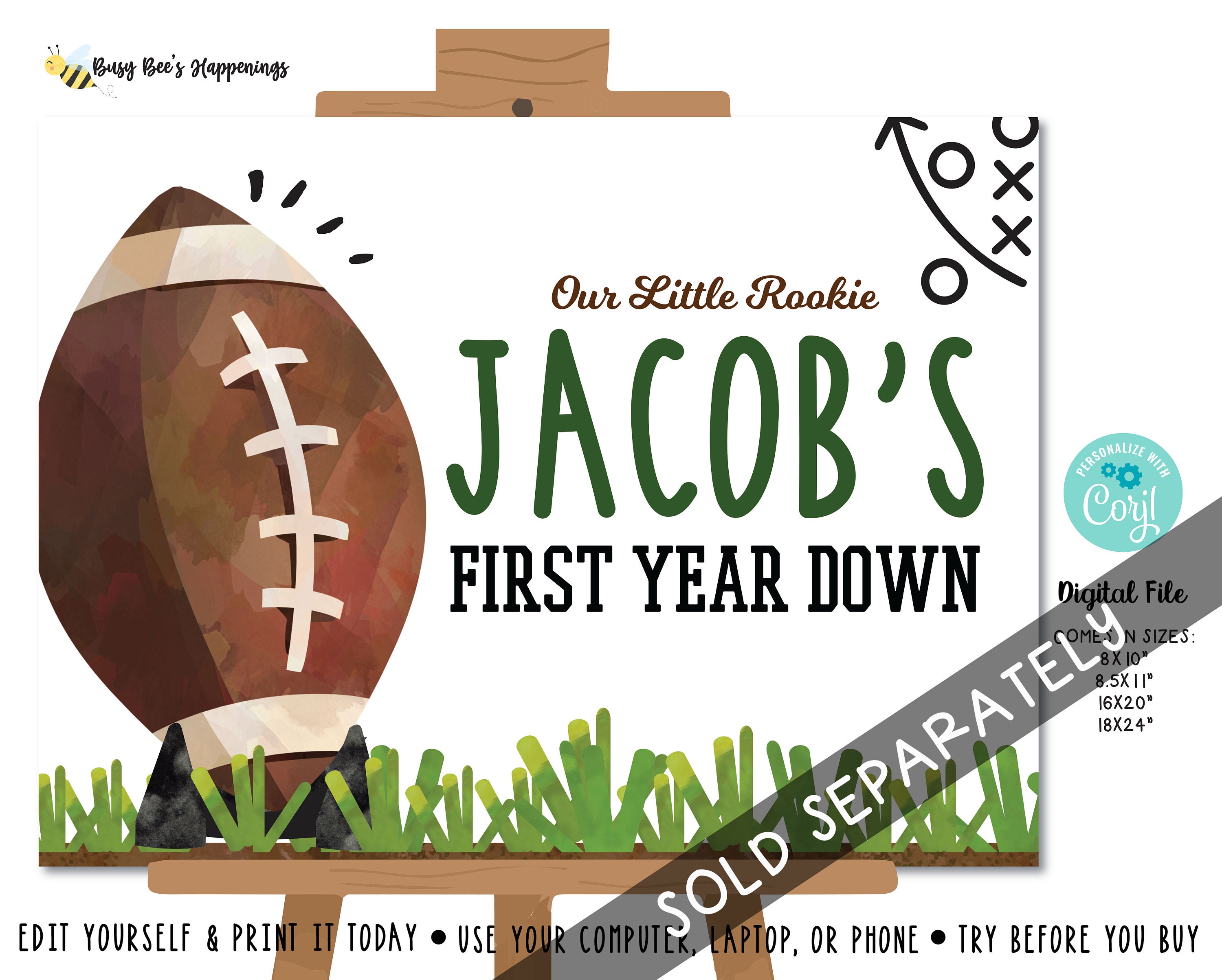 Football First Birthday Milestone Sign: Stats Poster (digital File) - Etsy