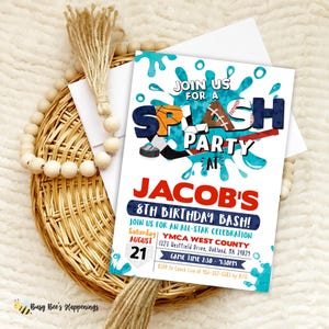 Sports Splash Water Birthday Party Invitation, Sports Splash Party, Outdoor Summer Sports water, Sports Invite, Basketball, Hockey, Baseball