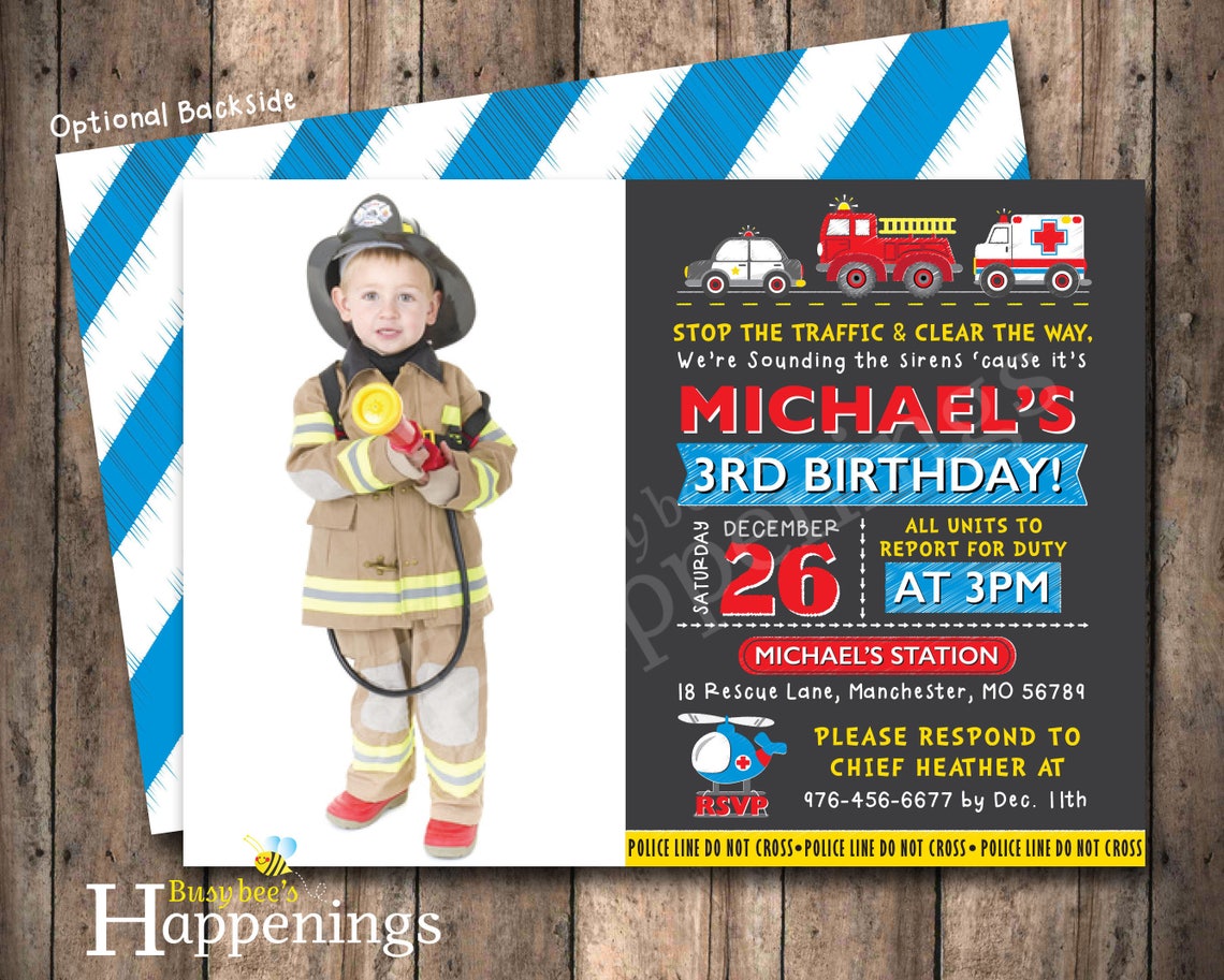 First Responders Birthday Invitation First Responders Invite | Etsy