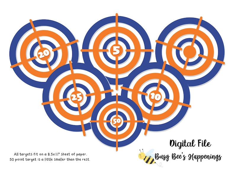 Dart Gun Targets Dart Guns Birthday Dart Party Targets Dart Etsy