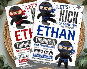 Editable Ninja Birthday Party Invitation: Martial Arts Theme (Digital File 5x7, 4x6")