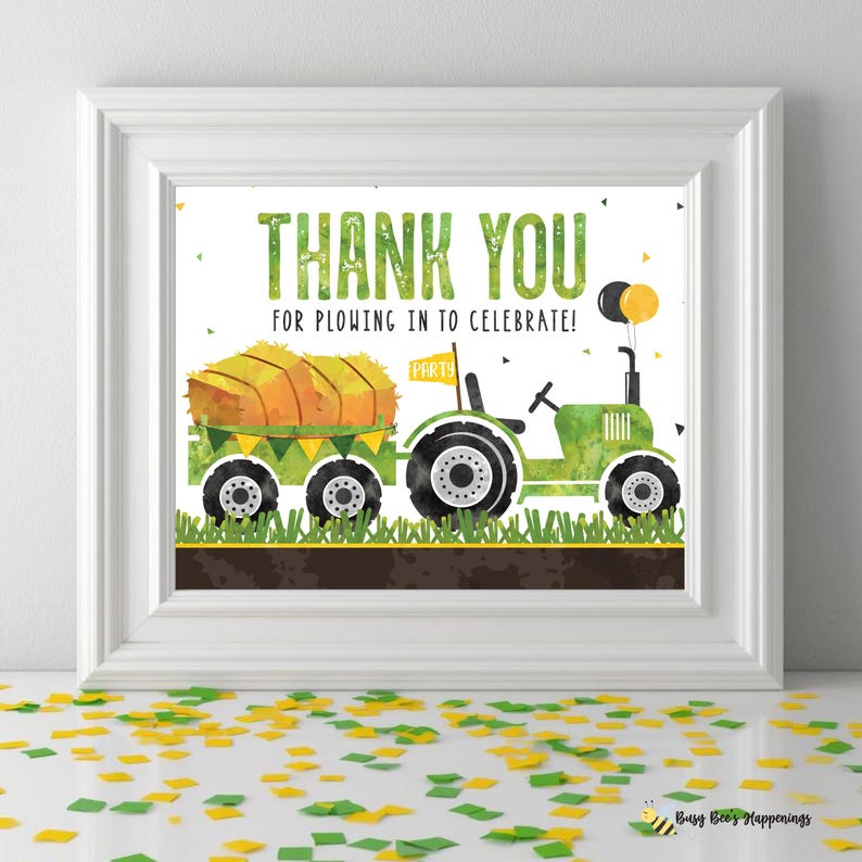 Green Tractor Birthday Signs: Red Tractor Party Decorations (Digital file)