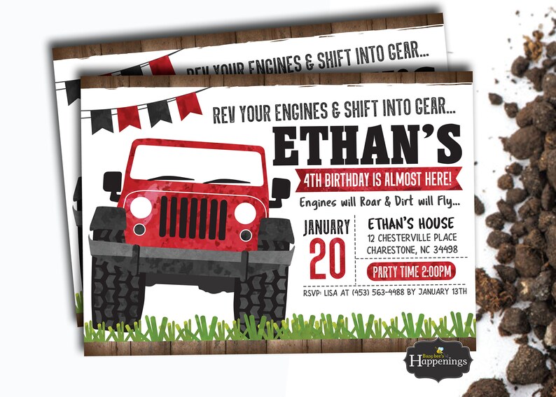 Jeep Birthday Invitation Jeep Party Invite Jeep Birthday Party Etsy