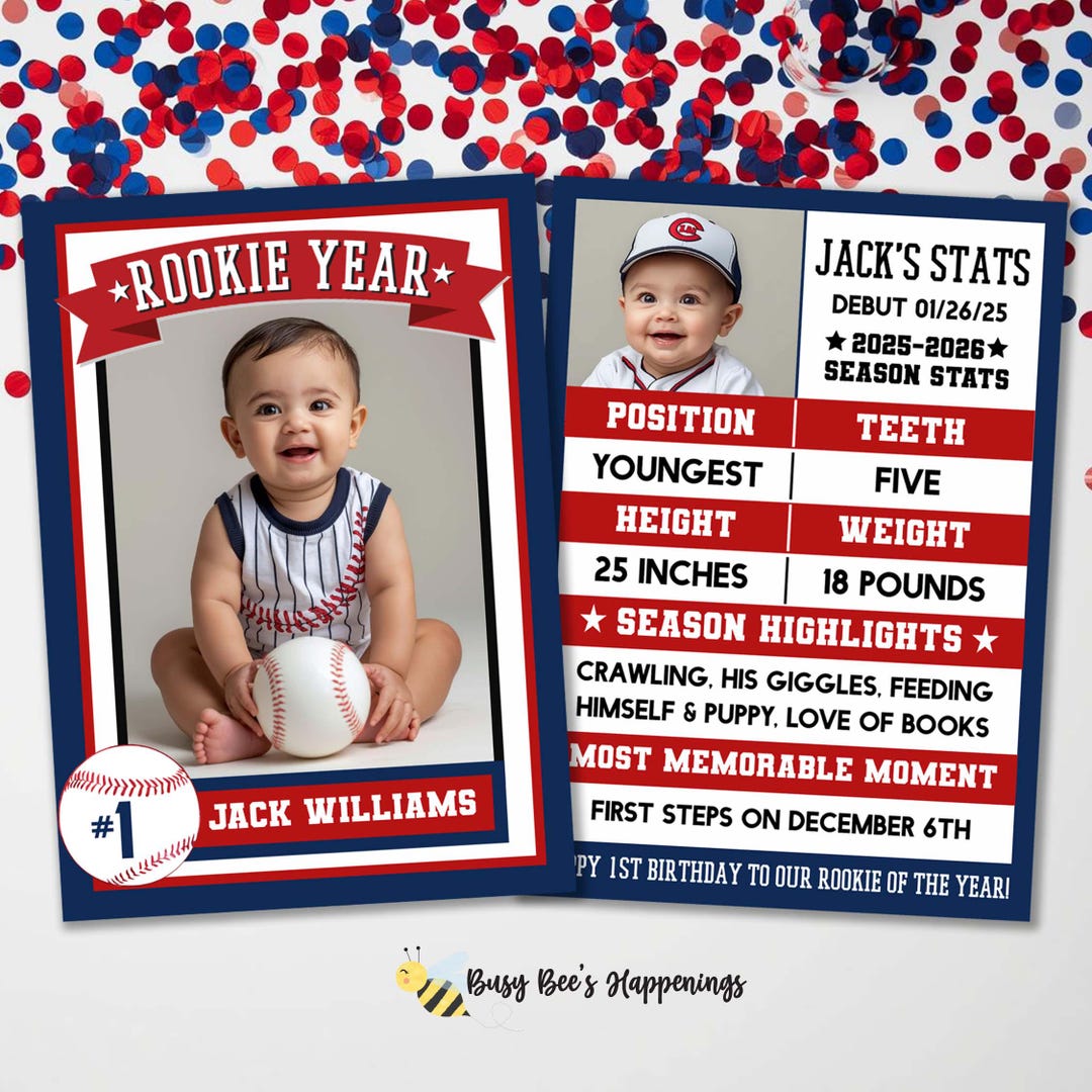 Personalized Rookie Baseball Card: 1st Birthday Keepsake - Etsy