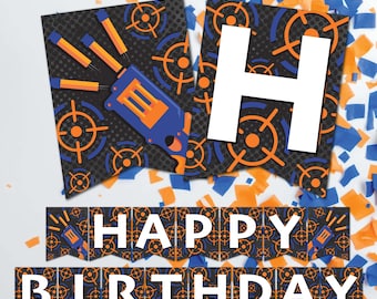 Dart Birthday Party Banner: Dart War Decorations (Digital File)