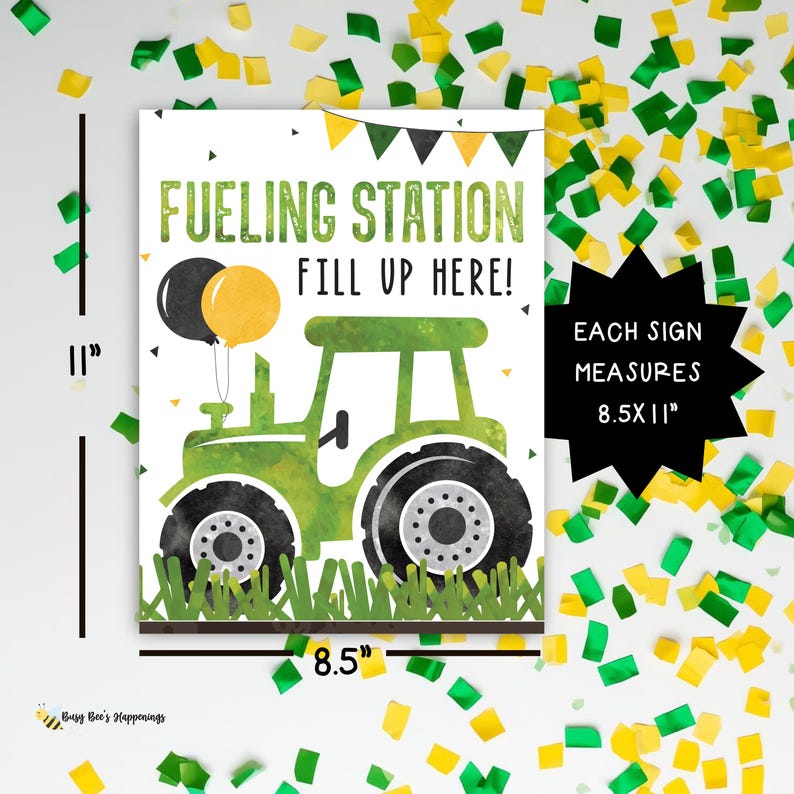 Green Tractor Birthday Signs: Red Tractor Party Decorations (Digital file)