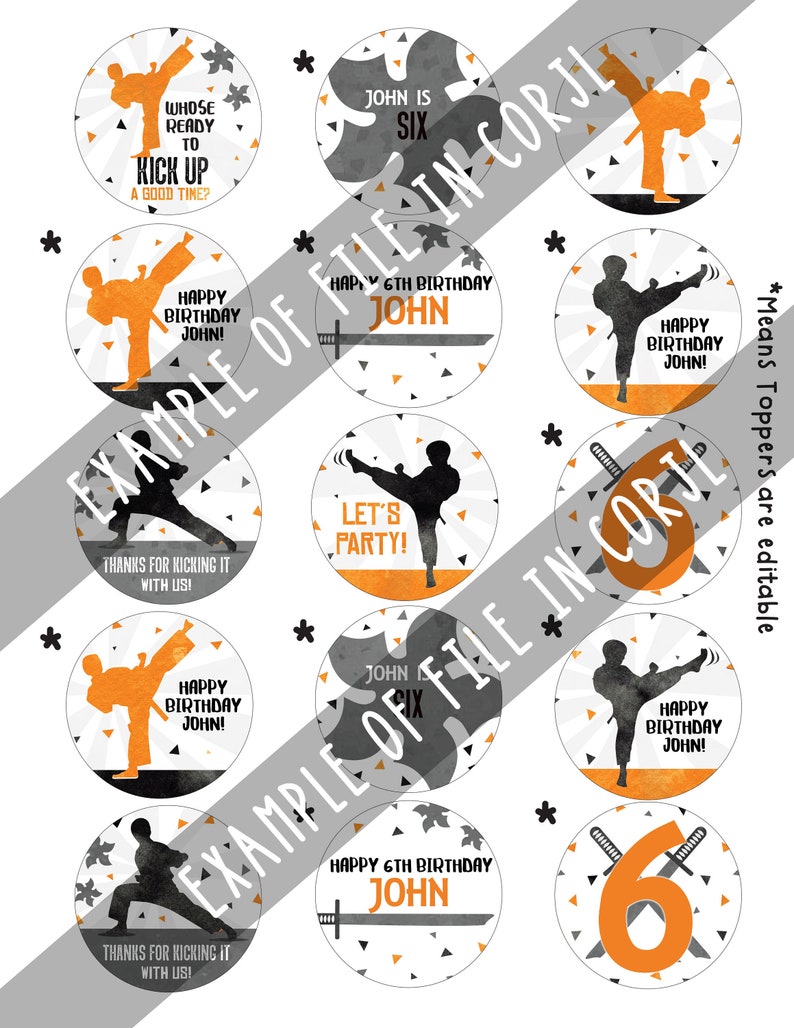 Karate Cupcake Toppers Karate Birthday Party Karate Stickers Etsy