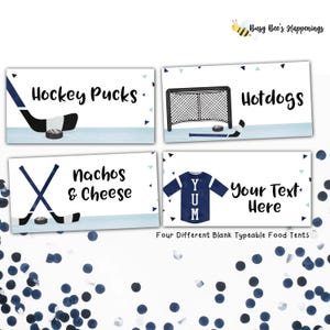 Hockey Food Tents: Editable Sports Party Labels (Digital File)