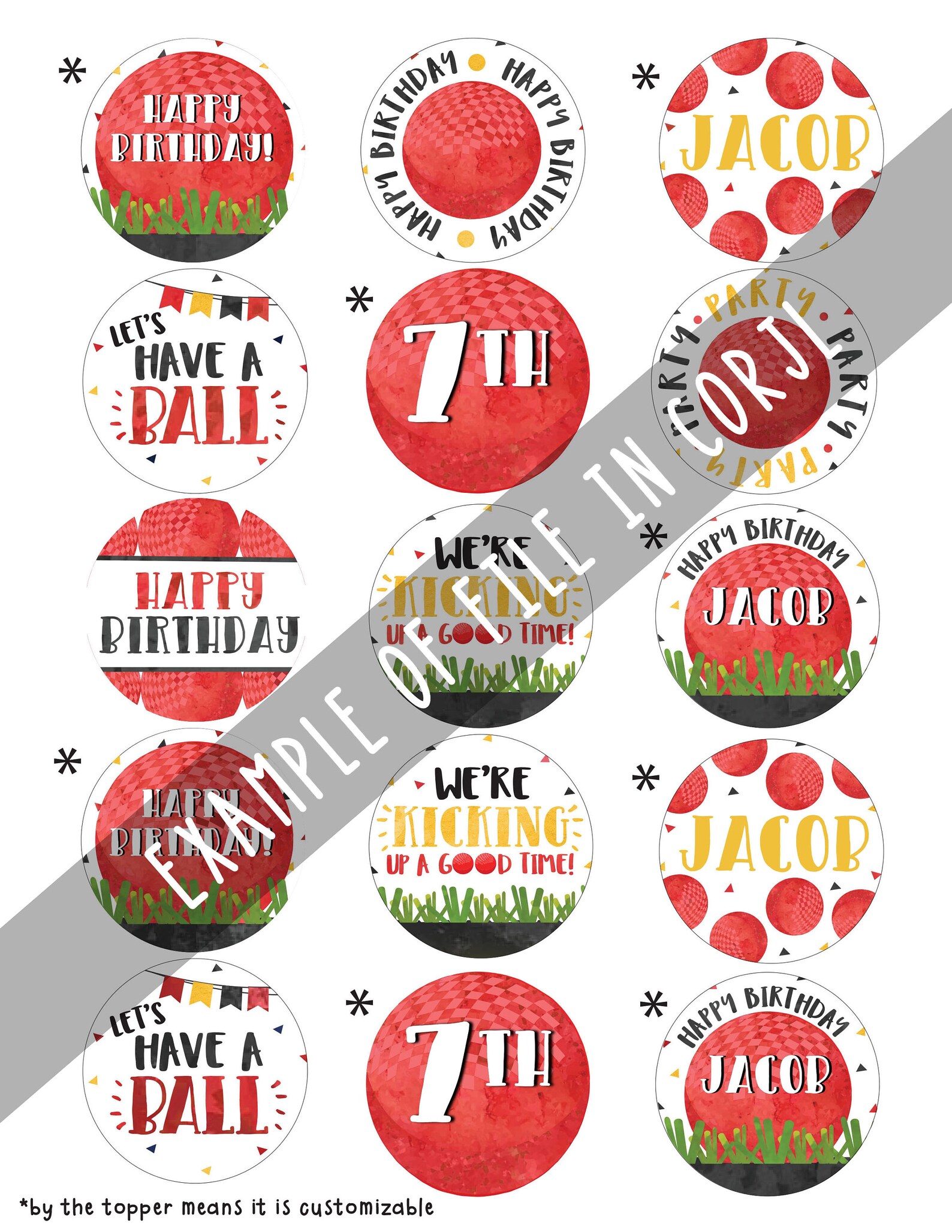 Kickball Cupcake Toppers Dodge Ball Cupcake Toppers Kickball Etsy