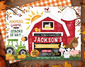 Pumpkin Patch Birthday Invitation, Little Pumpkin Farm Birthday Party Template, Retro Fall Autumn Invite, Toddler Boys Girls Harvest Theme