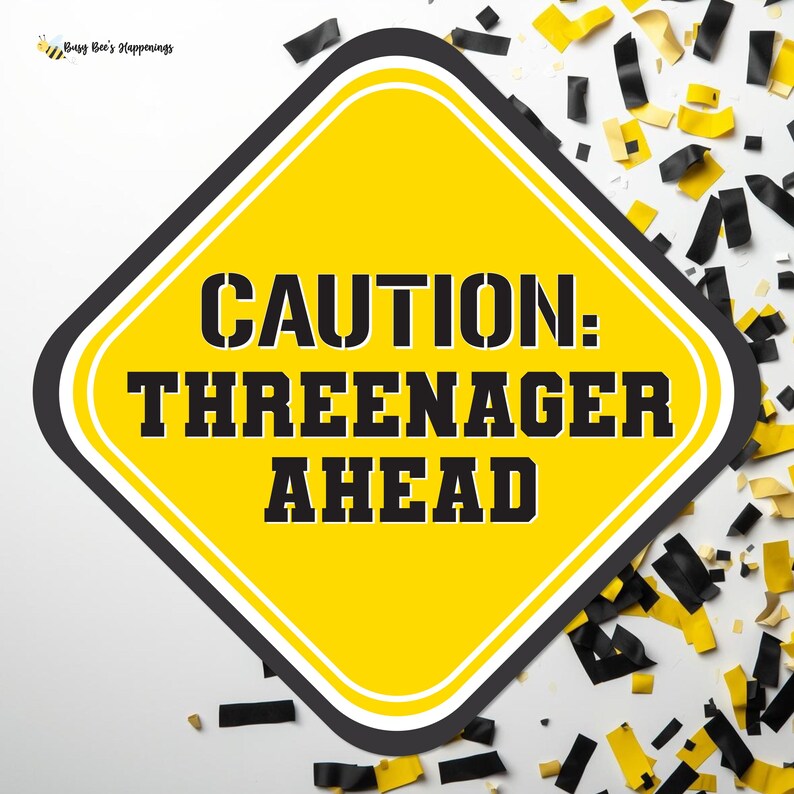 Threenager Construction Sign: Third Birthday Sign (digital File) - Etsy
