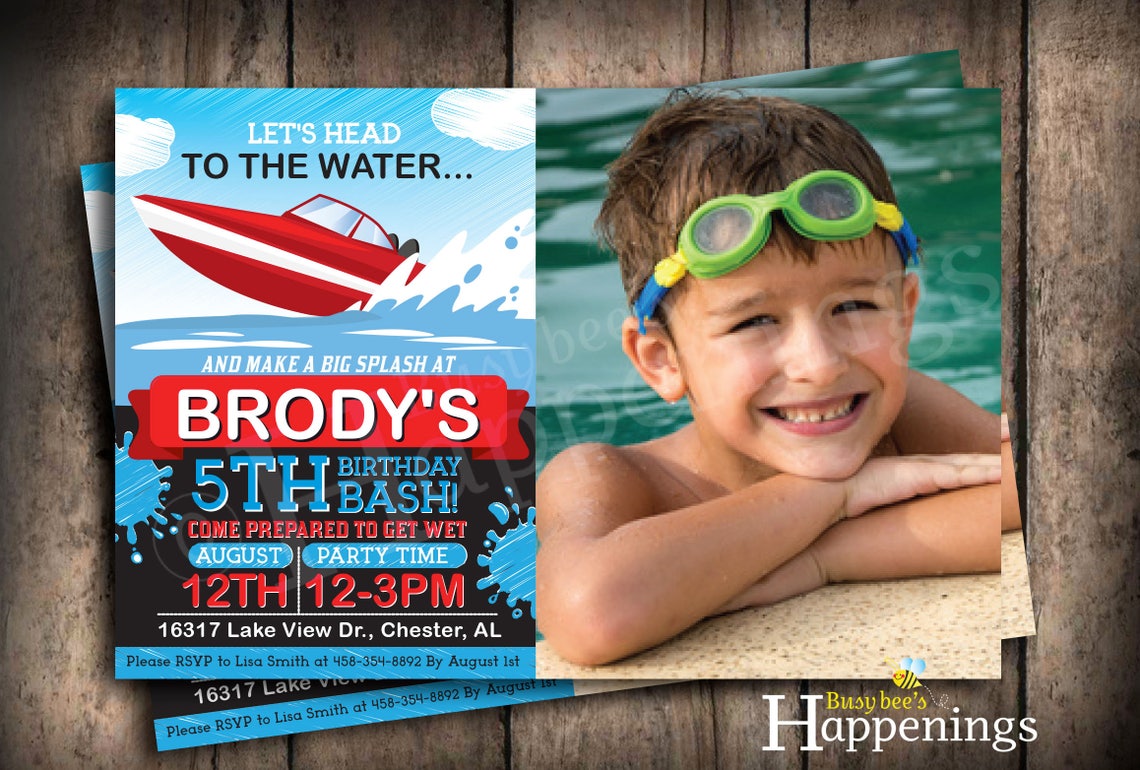 Boat Birthday Invitation Speed Boat Birthday Nautical Birthday Etsy