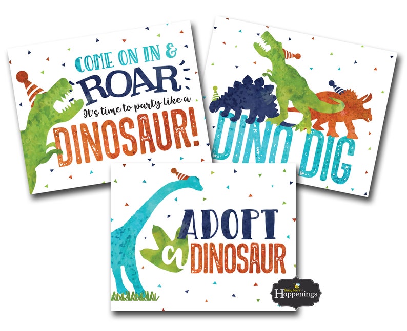 Dinosaur Birthday Decorations Dinosaur Birthday Signs Dinosaur Birthday Party T-Rex Birthday Party Digital File Busy bee's Happenings image 1